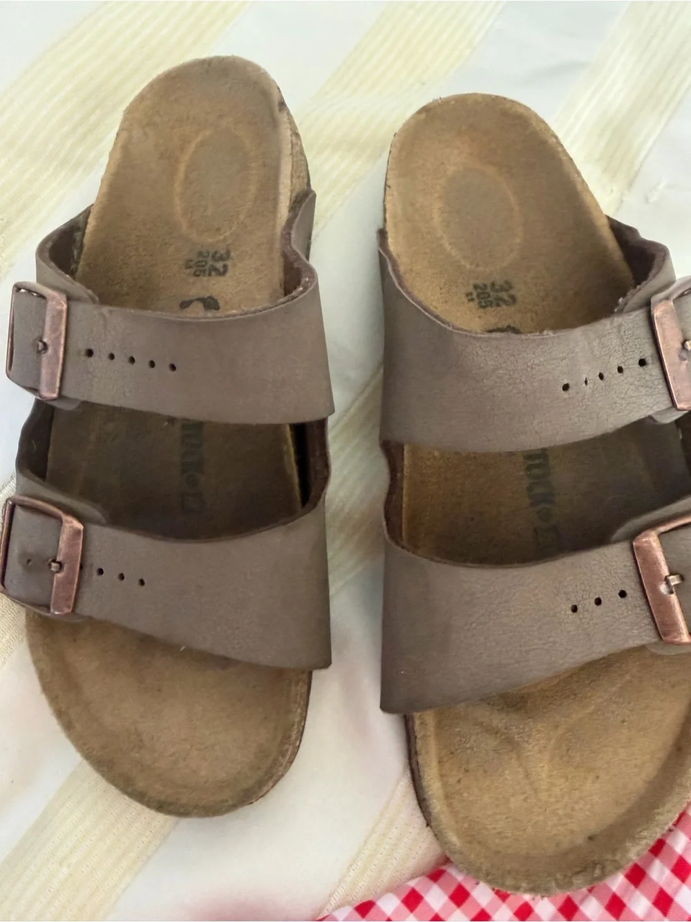 Birkenstock Kids Two-Strap Brown Leather Sandals